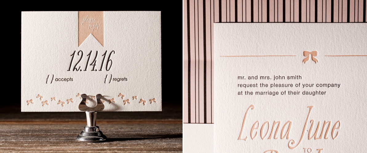 Bella Figura 2013 - Simple Bow Letterpress Wedding Stationery