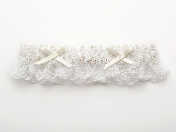 Bisous White French Cotton Lace Garter from Bridal Trousseau