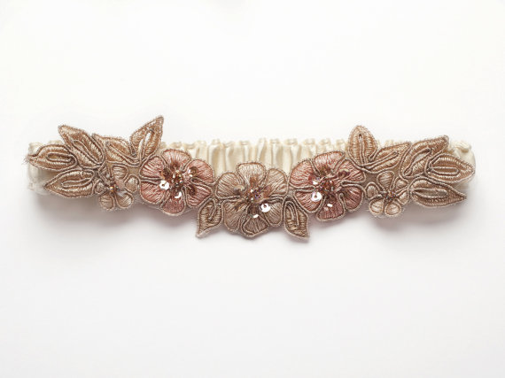 Cherie Vintage Beaded Floral Garter from Bridal Trousseau