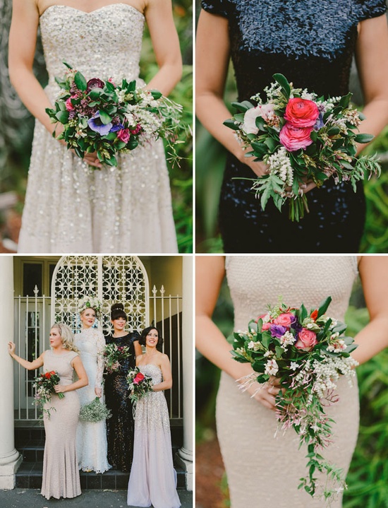 Mismatched Bridesmaids - different styles and colours but complimentary