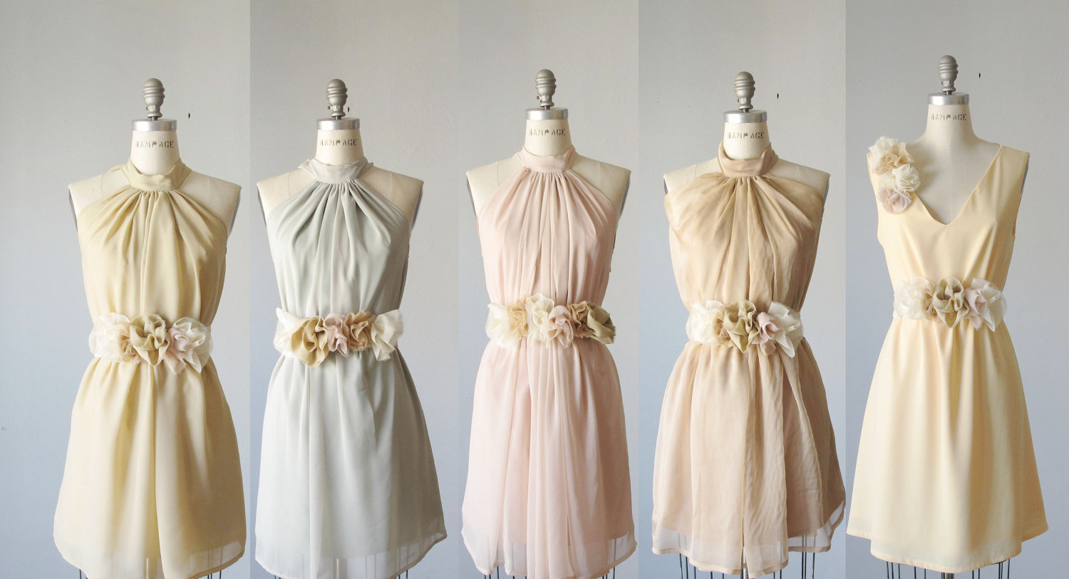 Mismatched Pastel Bridesmaids Dresses from Etsy