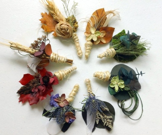 Rainbow Dried Flower Boutonniers from Etsy