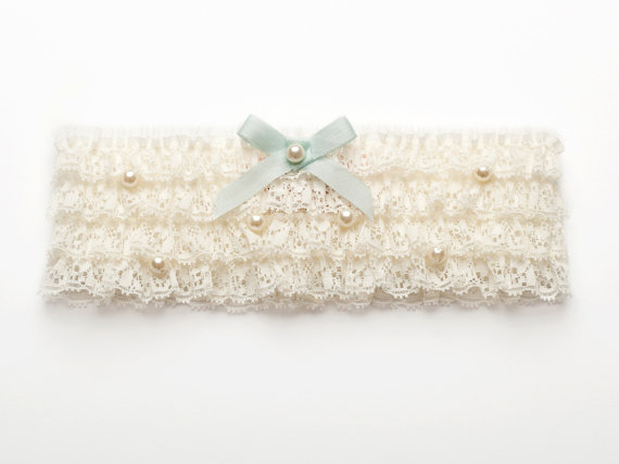 Inez Tiered Lace Garter with Swarovski Pearls from Bridal Trousseau