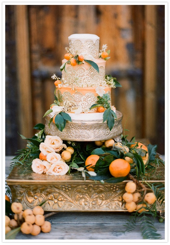 Orange & Gold Wedding Cake