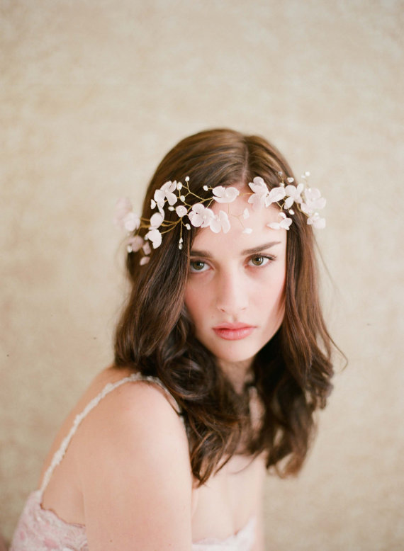 Blushing Flower Crown from Twigs & Honey/
