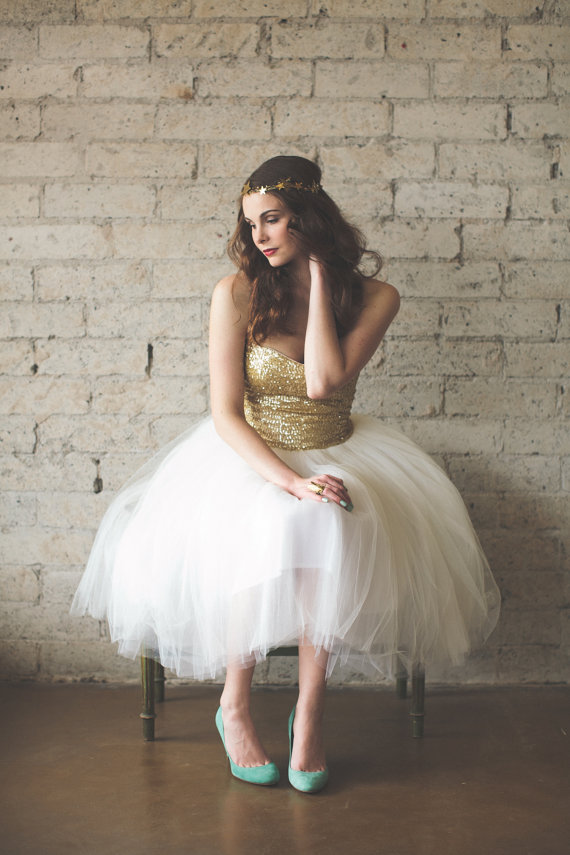 Gold Sequin Tulle Wedding Dress from Ouma