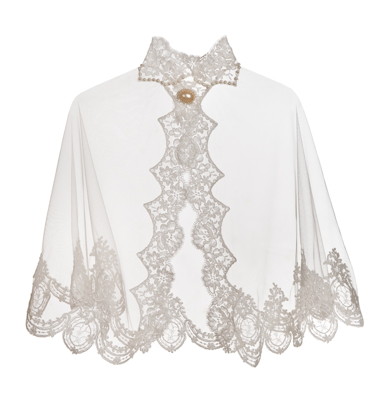  Laura Ethereal Alencon Lace and Tulle Bridal Cape from Petite Lumiere