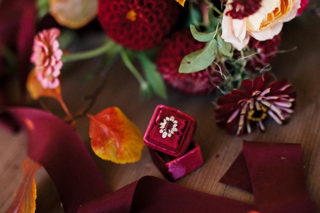 Vintage Engagement Ring in a Marsala Vintage Ring Box