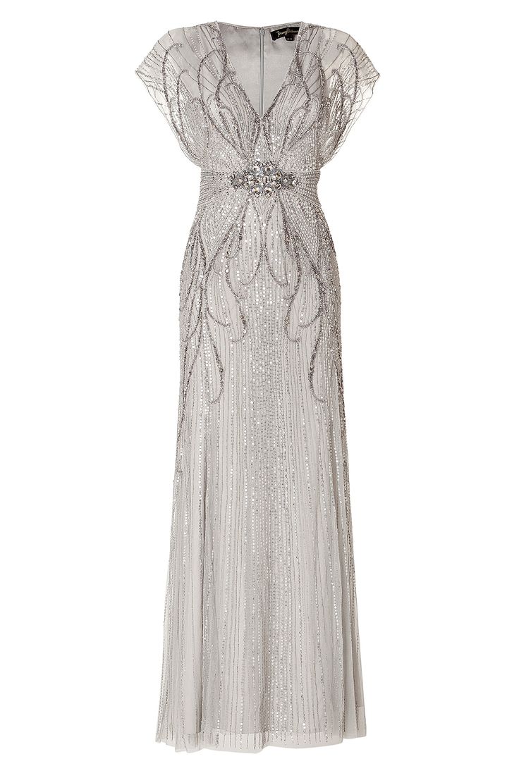 Sequin Embellished Gown in Platinum by JENNY PACKHAM