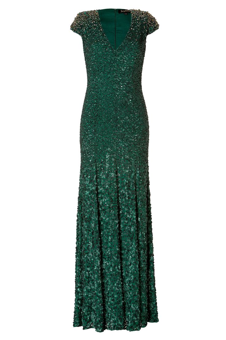 Silk Sequined Gown in Matador by JENNY PACKHAM