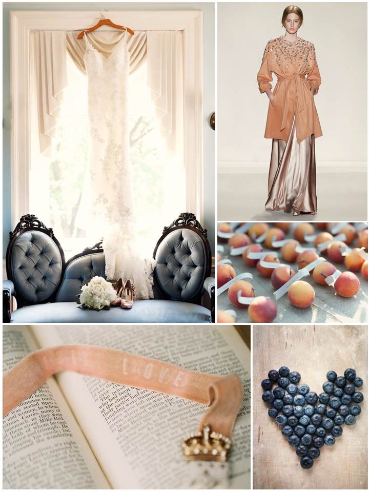 Peach & Blueberry Dream - Dusky Blue & Peach Wedding Mood Board