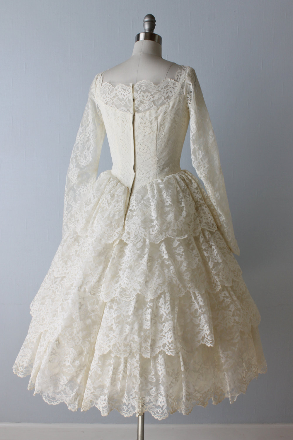 Vintage Lace 1950s Tea Length Wedding Dress 