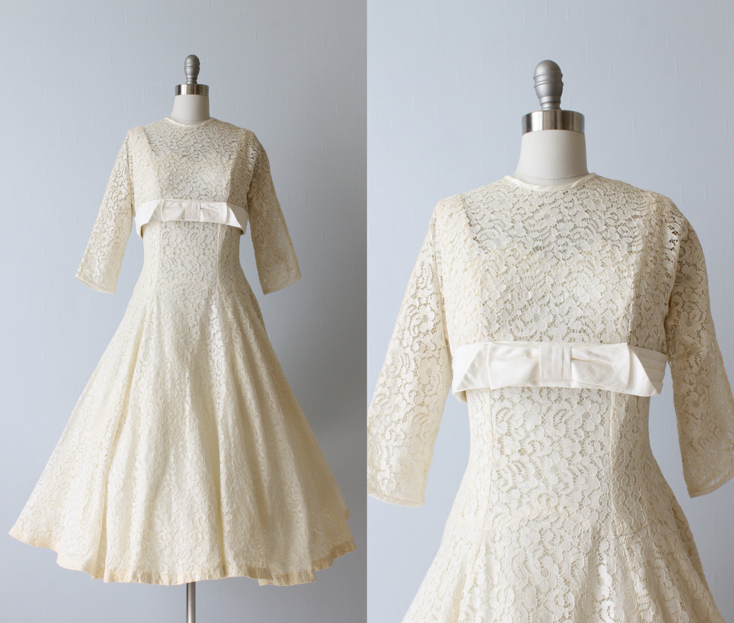 Vintage 1950s Tea Length Wedding Dress