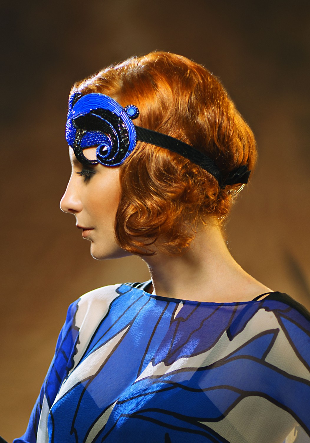 Marion Dazzling Sapphire Blue and Black Headpiece