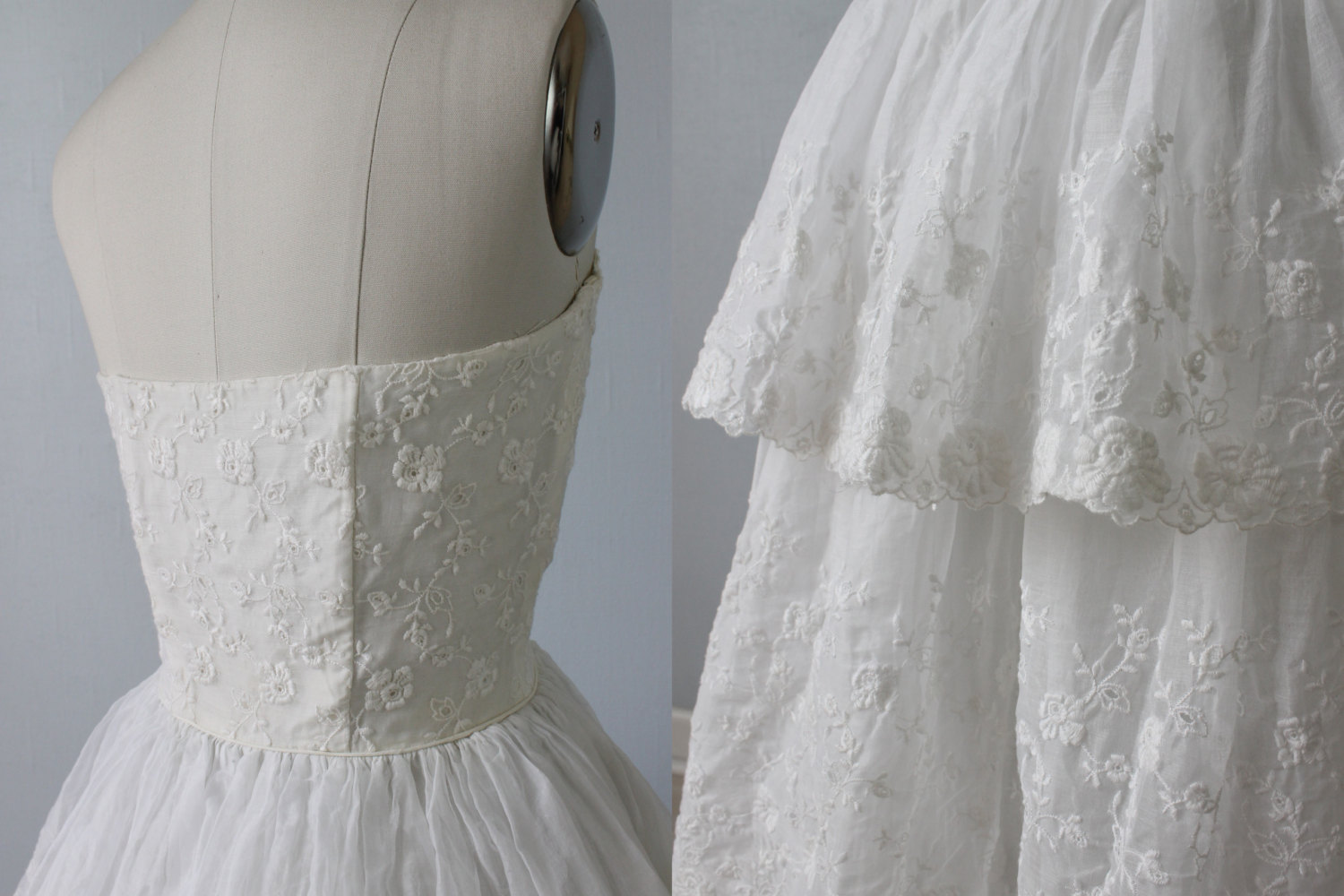 Vintage Strapless 1950s Wedding Dress 