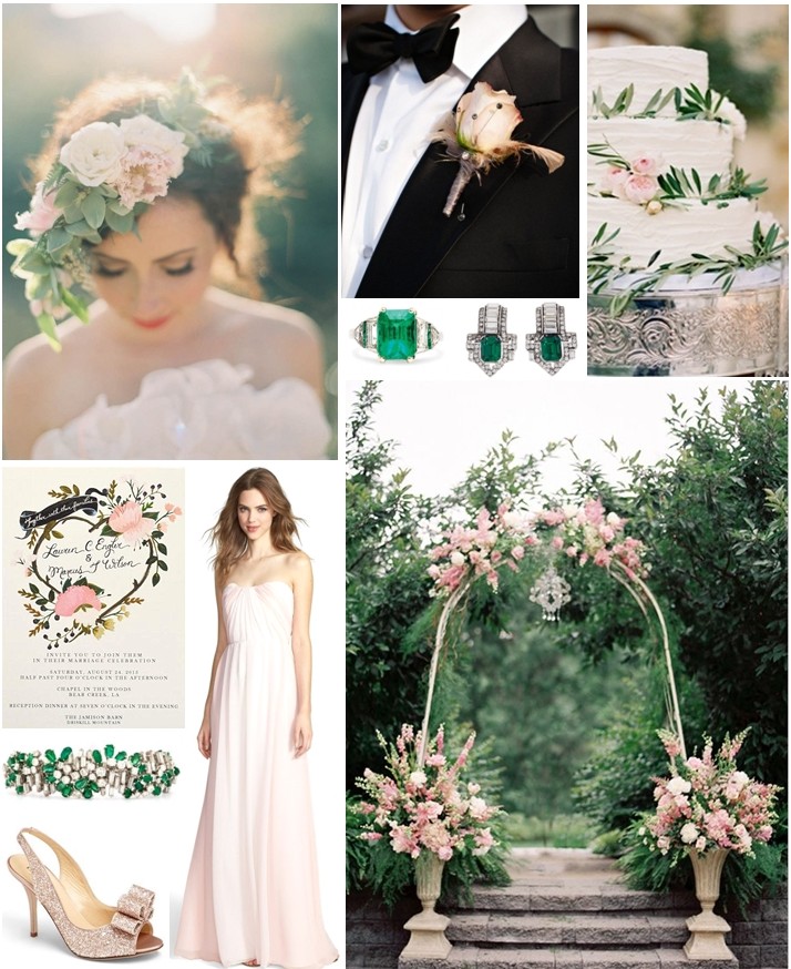Emerald & Rose Pink Wedding Mood Board