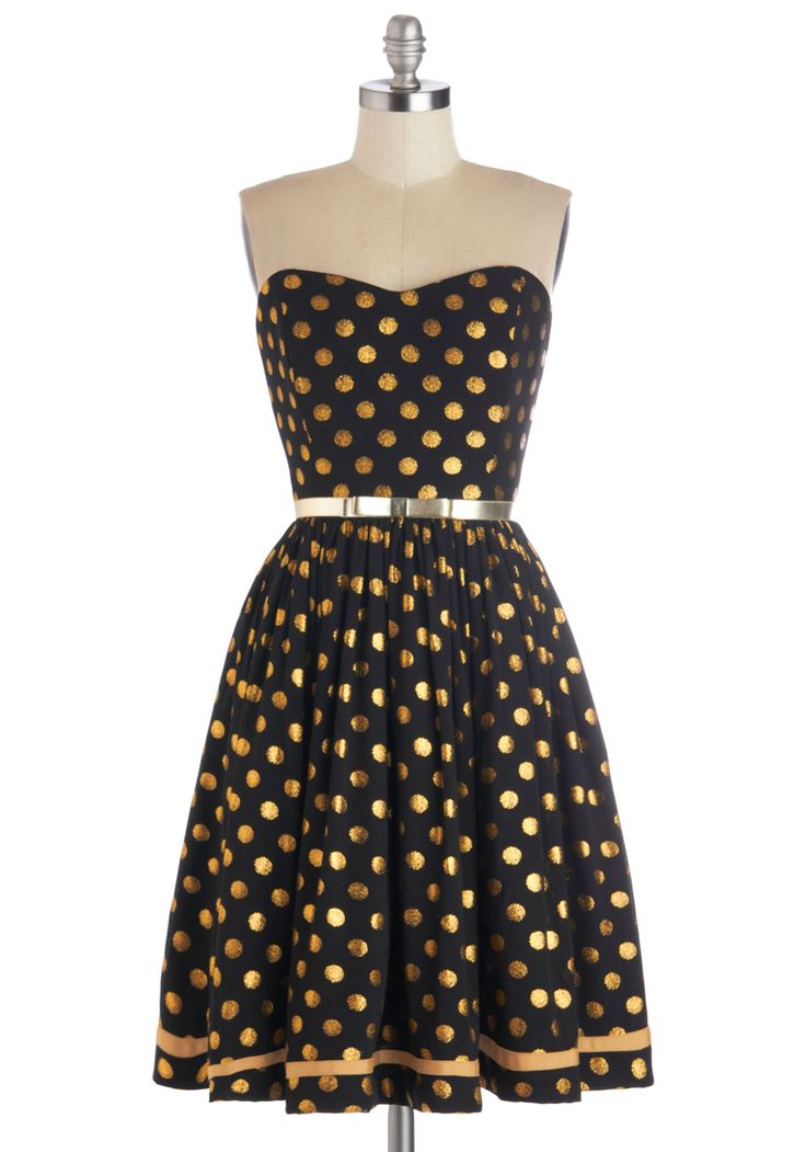 Gold Polka Dot Dress from Modcloth