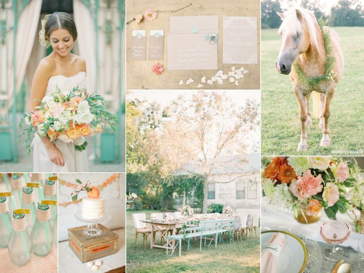 Shabby Chic Peach & Mint Wedding Inspiration Board