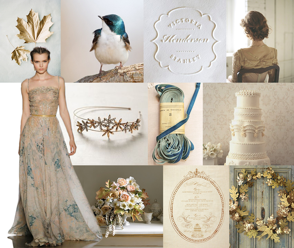Vintage Blue and Gold Wedding Inspiration Board