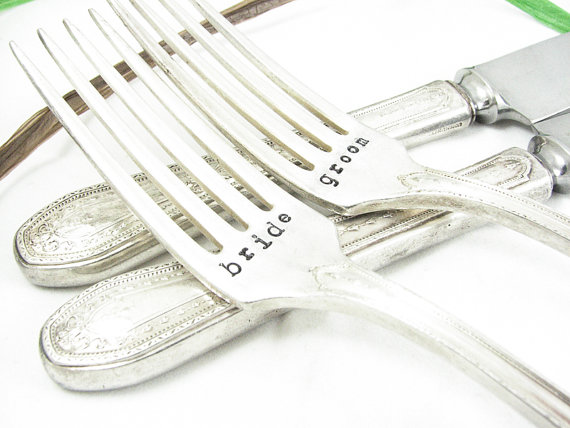 Bride & Groom Silver Plated Knives and Forks Set from Dazzling Dezignz