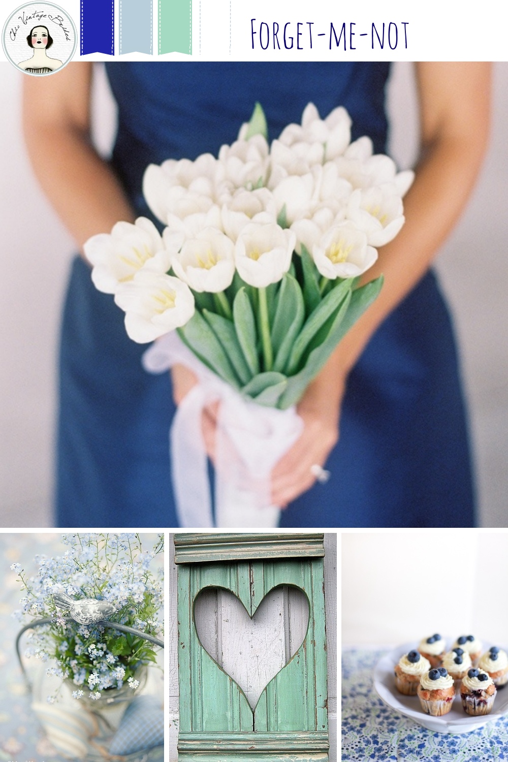 Forget-Me-Not Wedding Mood Board - in Blue & Greyed Jade