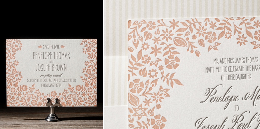 Penelope Letterpress Wedding Stationery from Bella Figura's 2014 Collection