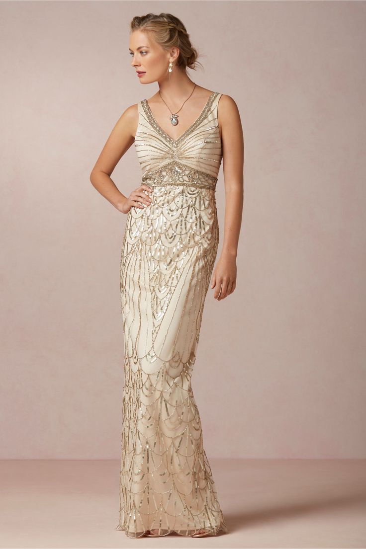 Incredible Wedding Dresses for Under $1000 - Gold Art Deco Wedding Dress from BHLDN