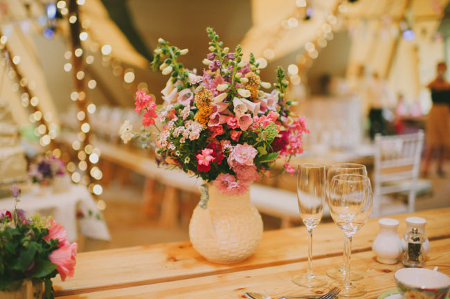 Glamping Inspired Tablescape - wild flower centrepiece