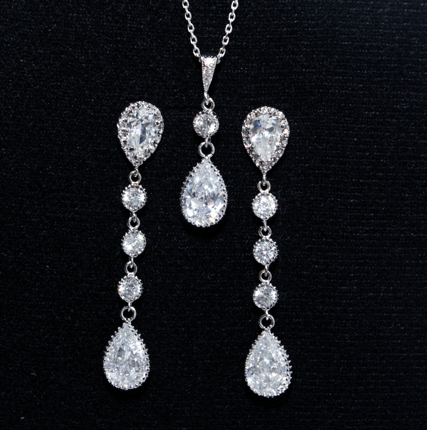 Cubic Zirconia Earring & Necklace set from Glitz & Love