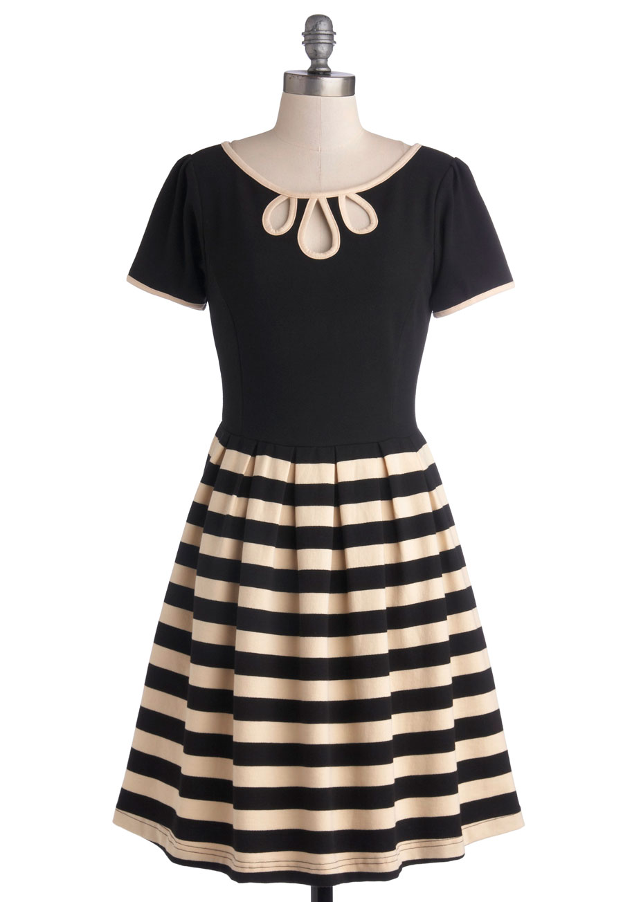Black & Cream Striped Skirt