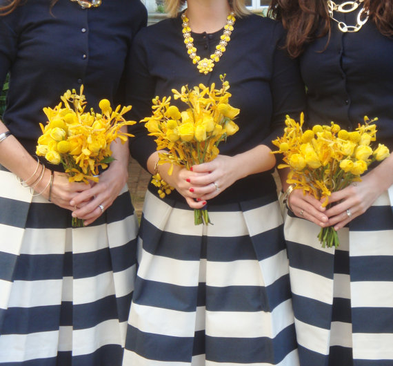 Bridesmaids in Striped Skirts