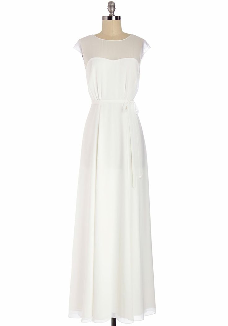 A Timeless & Beautiful Bridesmaids Look ~ Long Ivory Dress from Modcloth