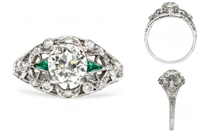1930s Emerald & Diamond Engagement Ring