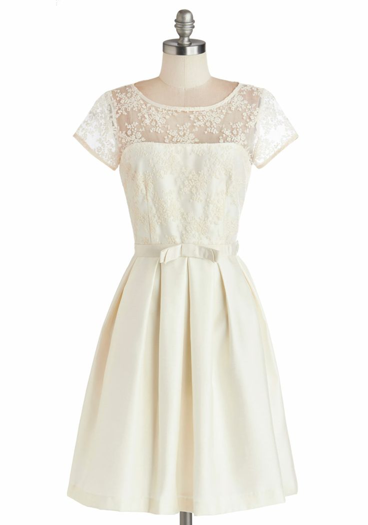 A Timeless & Beautiful Bridesmaids Look ~ Short ivory dress from Modcloth