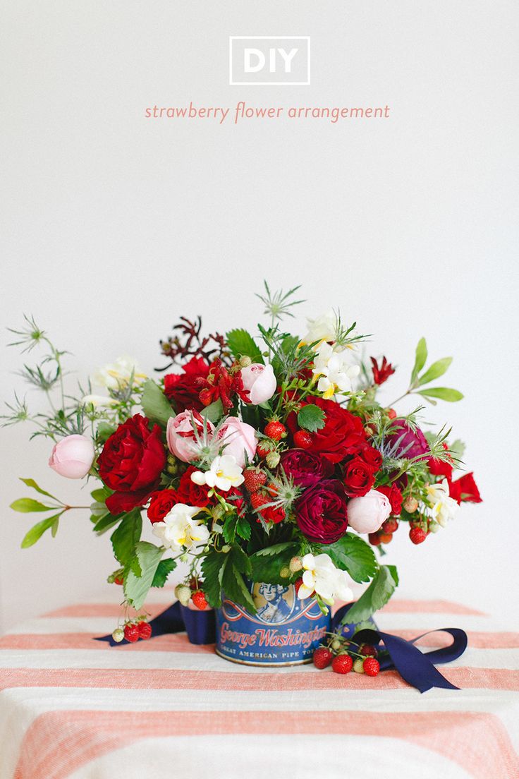 DIY Red, White & Blue Flower Arrangement