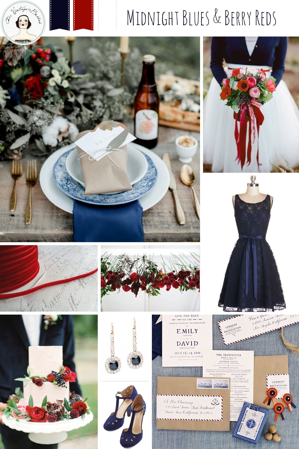 Red, White and Blue Wedding Inspiration Board