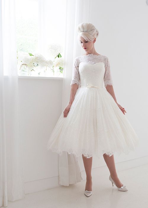 Lace Tea Length Wedding Dress