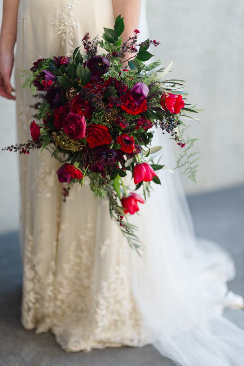 An Urban Secret Garden - Autumn Red Bridal Bouquet