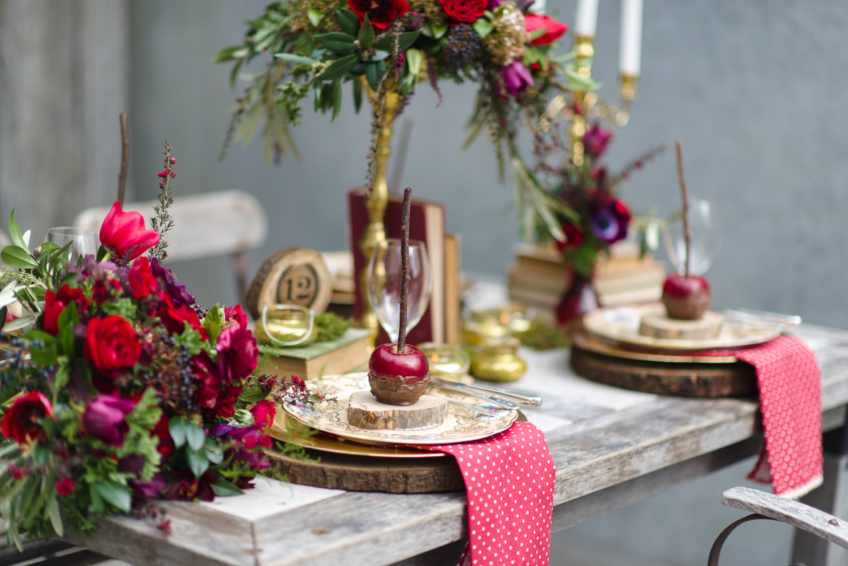 Autumn Red Tablescape & Apple Place Setting