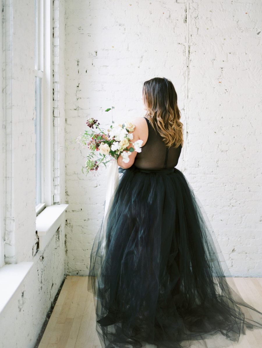 Black Tulle Wedding Dress