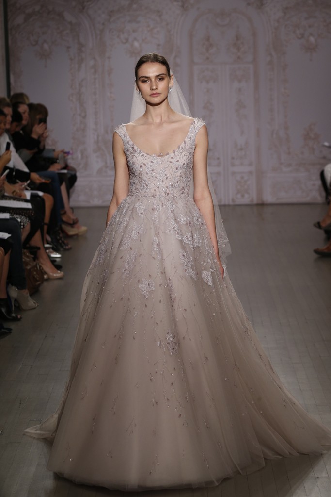 Coloured Wedding Dress from Monique Lhuilliers Fall 2015 Bridal Collection