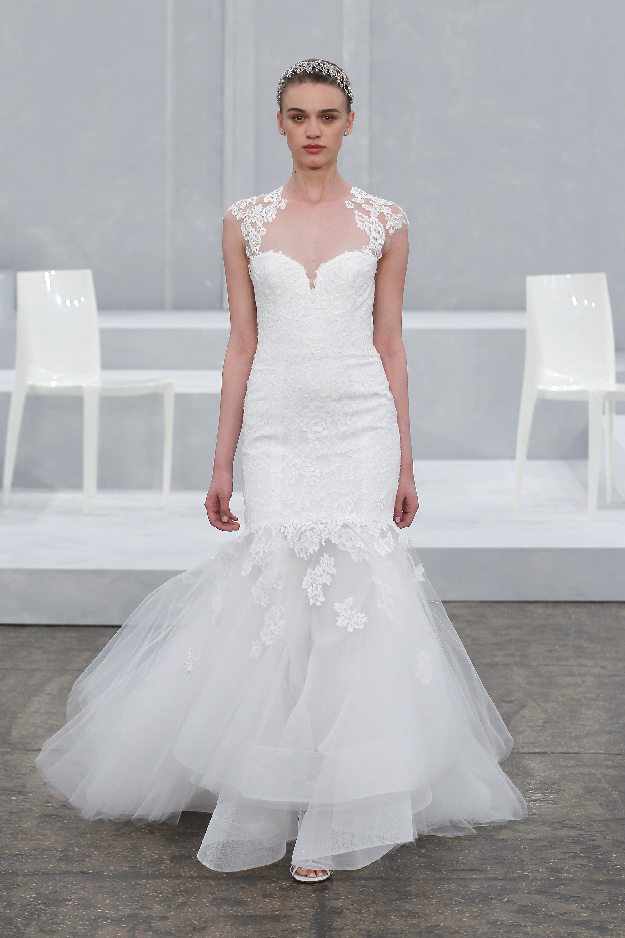 A Crown Adorned Bride from Monique Lhuilliers Springl 2015 Bridal Collection