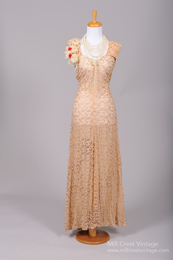 1940s Chiffon Vintage Gown from Mill Crest Vintage