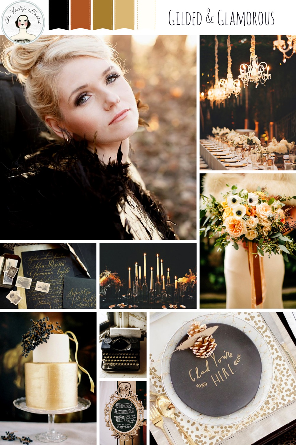 Gilded & Glamorous - Black & Gold Halloween Wedding Inspiration Board