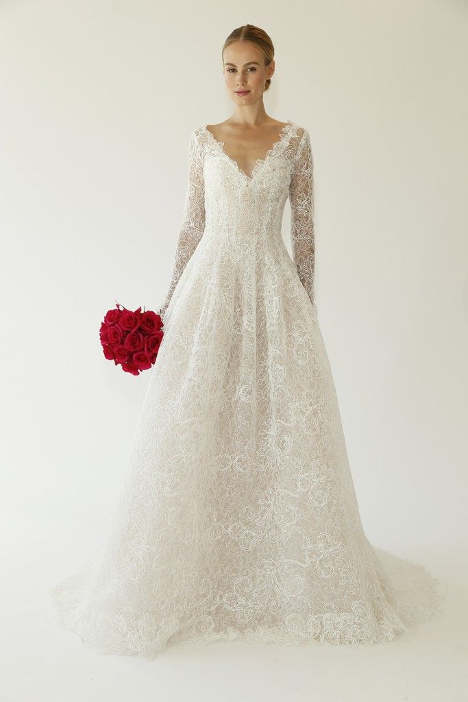 Long Sleeve Wedding Dress from Oscar de la Rentas Fall 2015 Bridal Collection