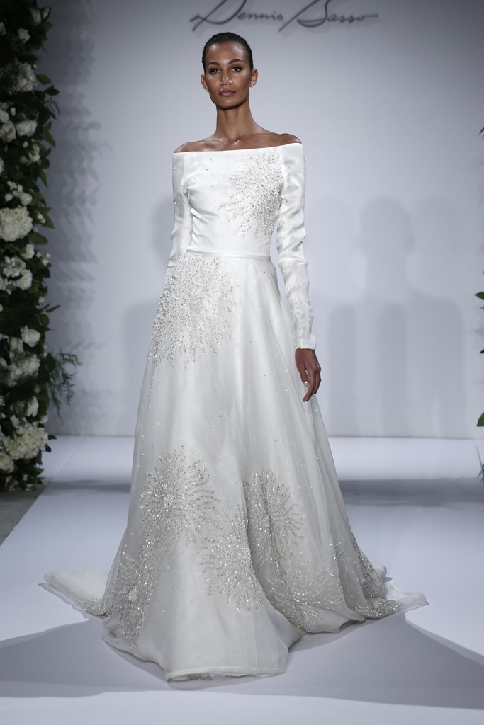 Off Shoulder Wedding Dress from Dennis Basso Fall 2015 Bridal Collection
