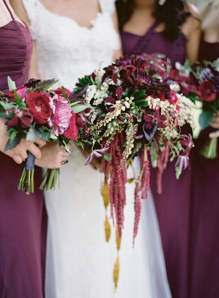 Beautiful Rich Berry Bridesmaids  Bouquets