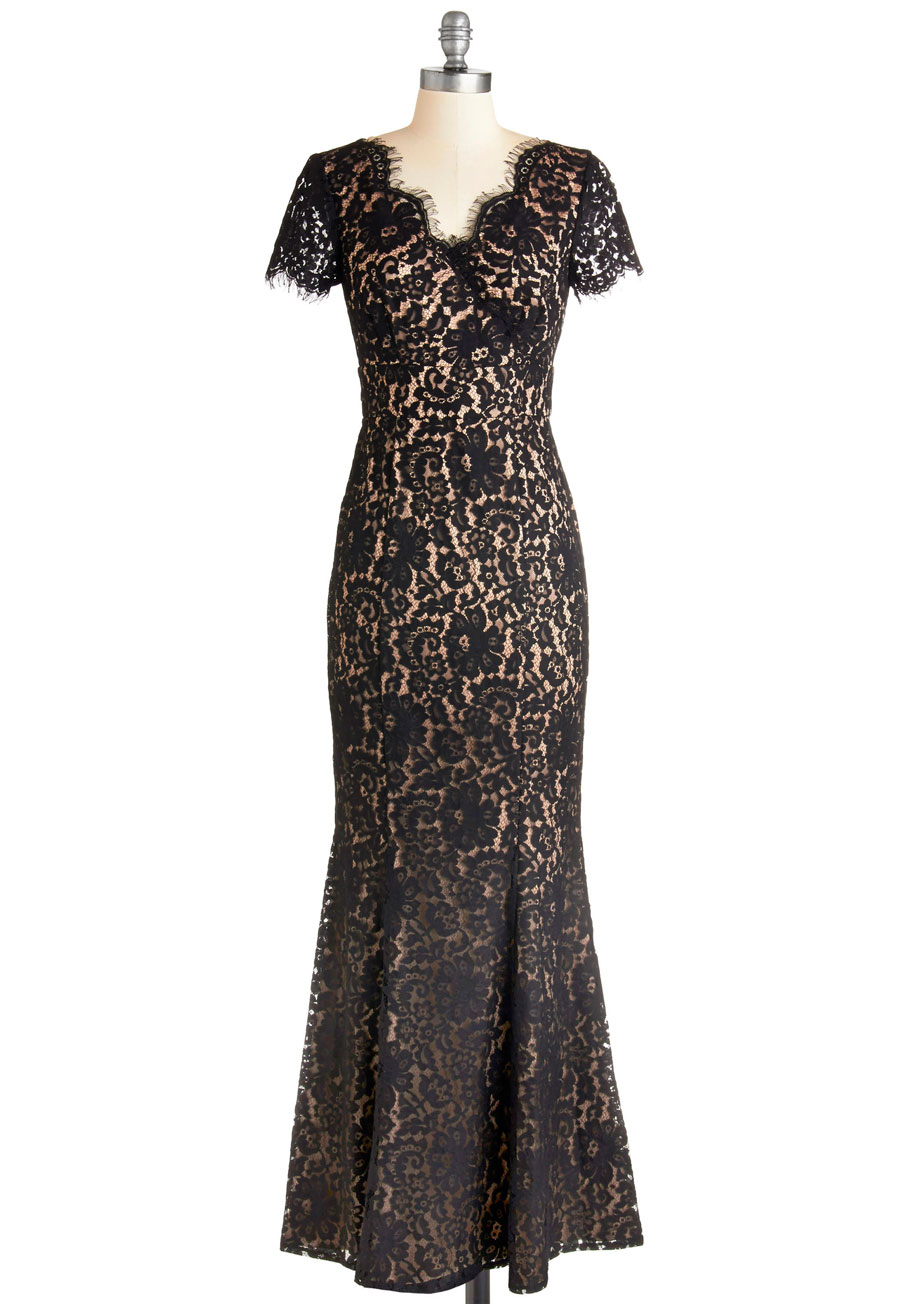 Lace Black Maxi Bridesmaid Dress