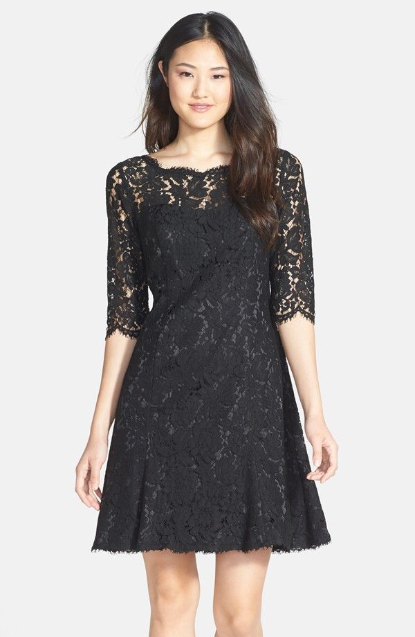 Lace Sleeve Black Bridesmaid Dress