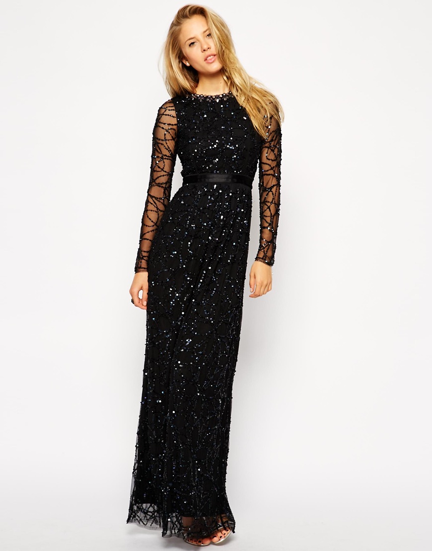 Glimmering Black Maxi Bridesmaid Dress